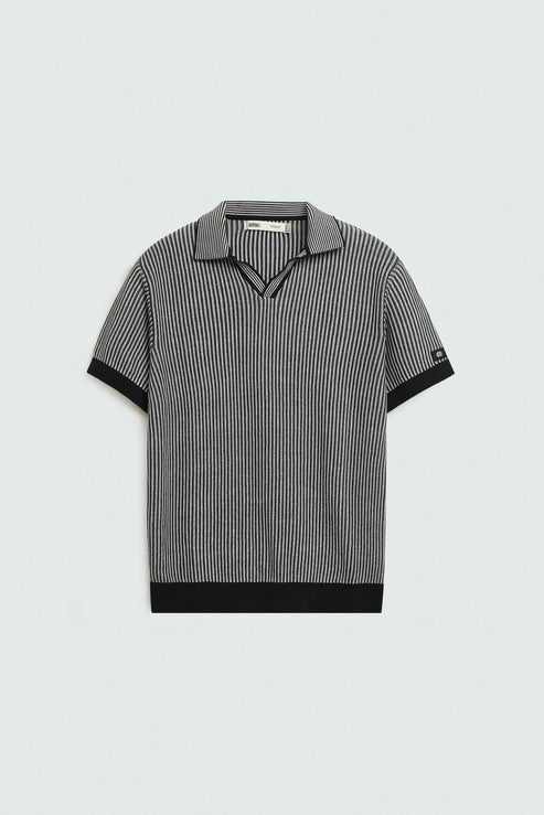 Striped Knit Polo Shirt