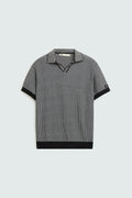 Striped Knit Polo Shirt