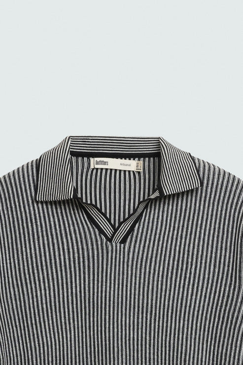 Striped Knit Polo Shirt