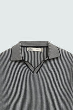 Striped Knit Polo Shirt