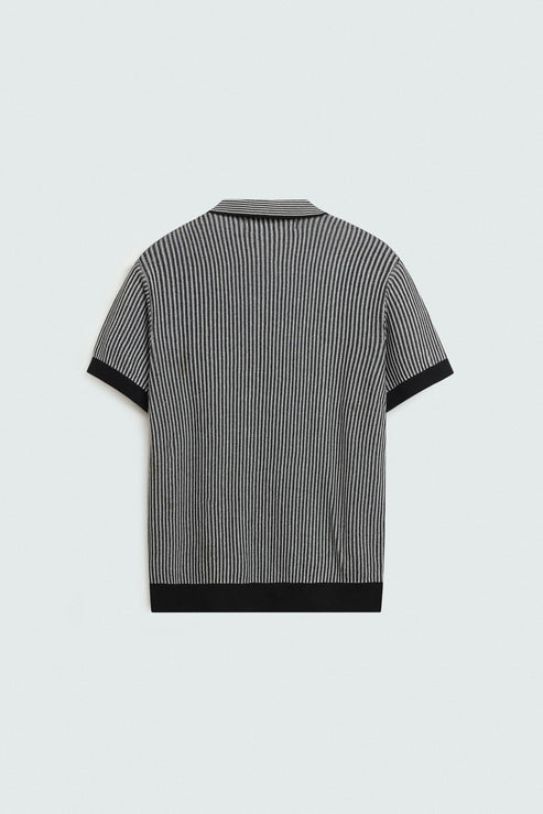 Striped Knit Polo Shirt